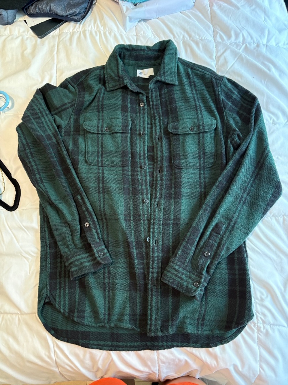 Gap Green/Black Plaid Flannel Shirt/Shacket